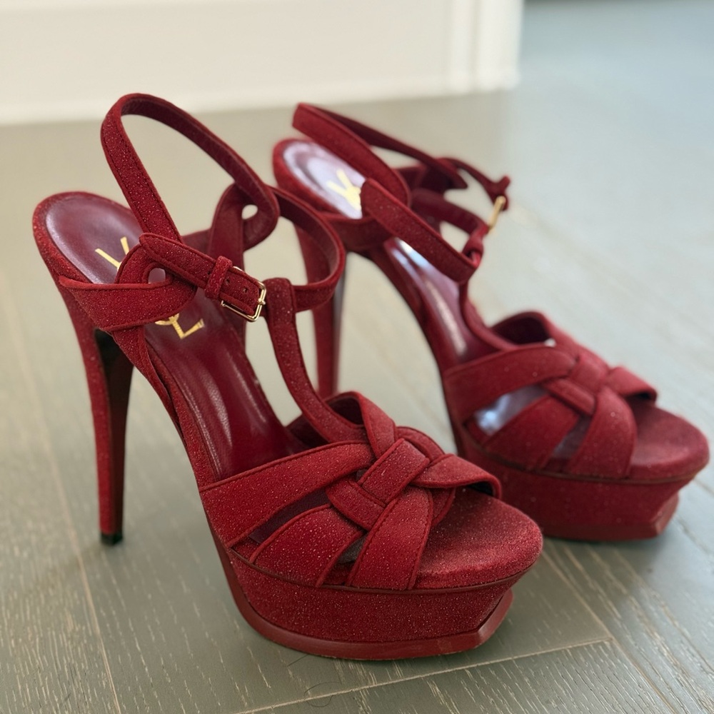 Saint Laurent Red Glamorous Platform Heels